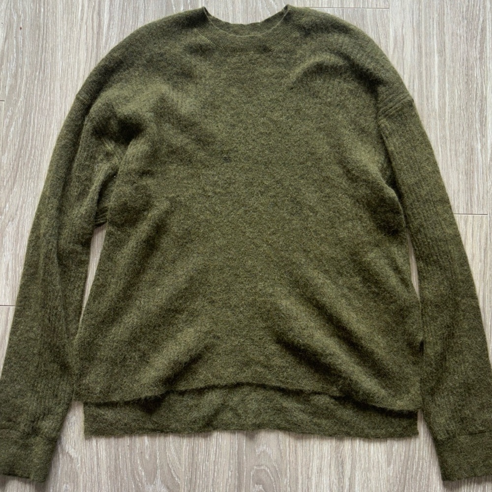 Madewell Olive Green Fuzzy Crewneck Sweater